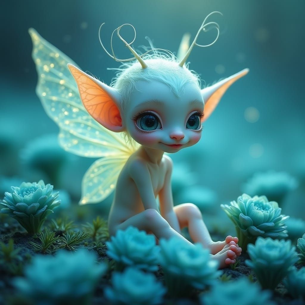 Aether Elf in a Turquoise Crystal Field