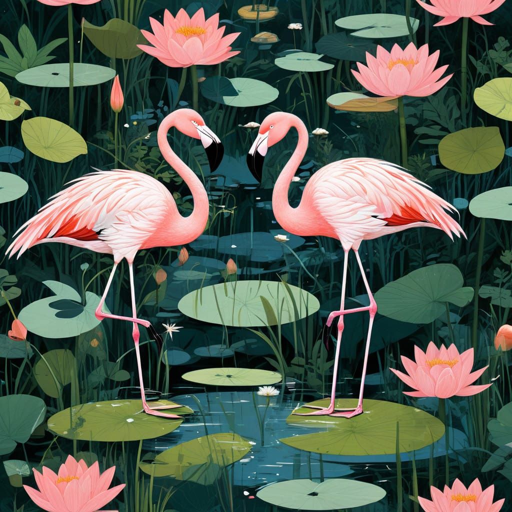 two flamingos having a champagne toast