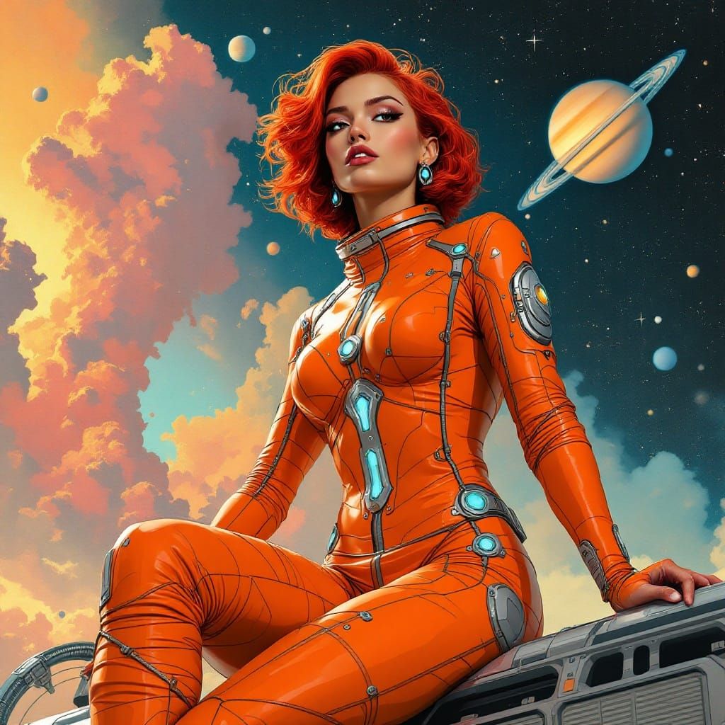 Spacewoman Radiates Confidence in Retro-Futuristic Setting