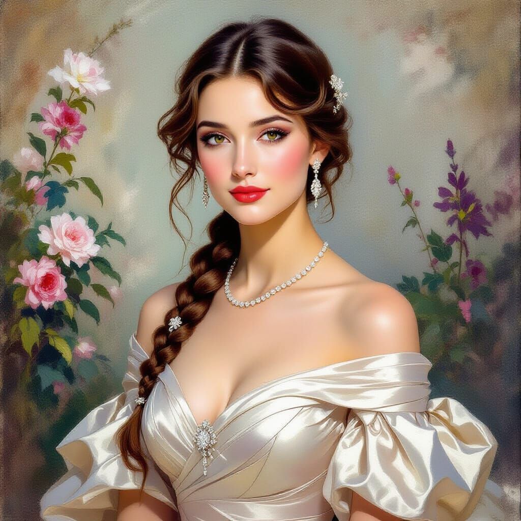 Elegant Woman in Parisian Style with Braided Hair