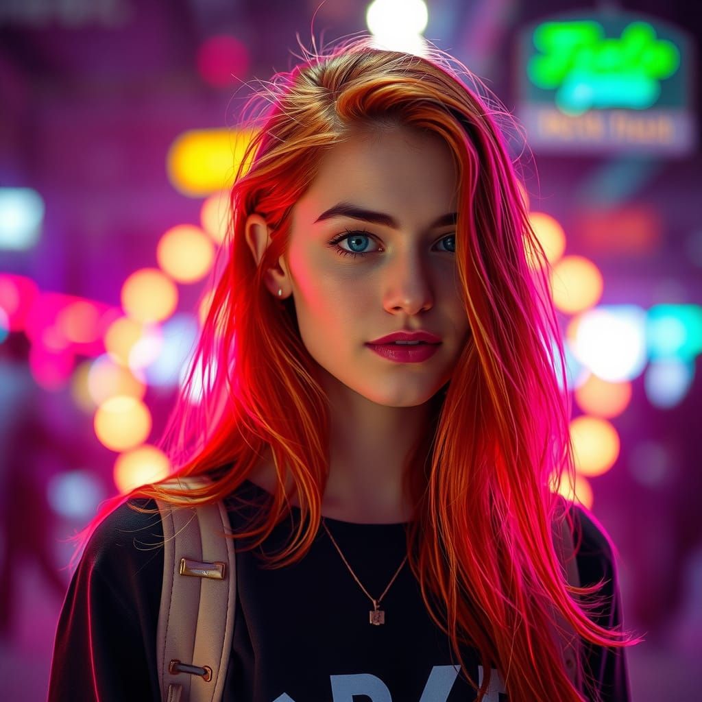Redhead Portrait in Vibrant Prism Lighting