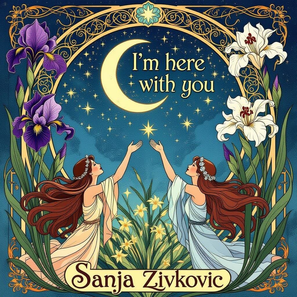 Art Nouveau Figures Reach for Starry Sky