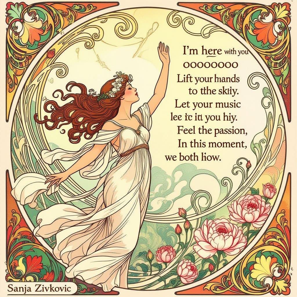 Art Nouveau Ethereal Woman Reaching for Sky