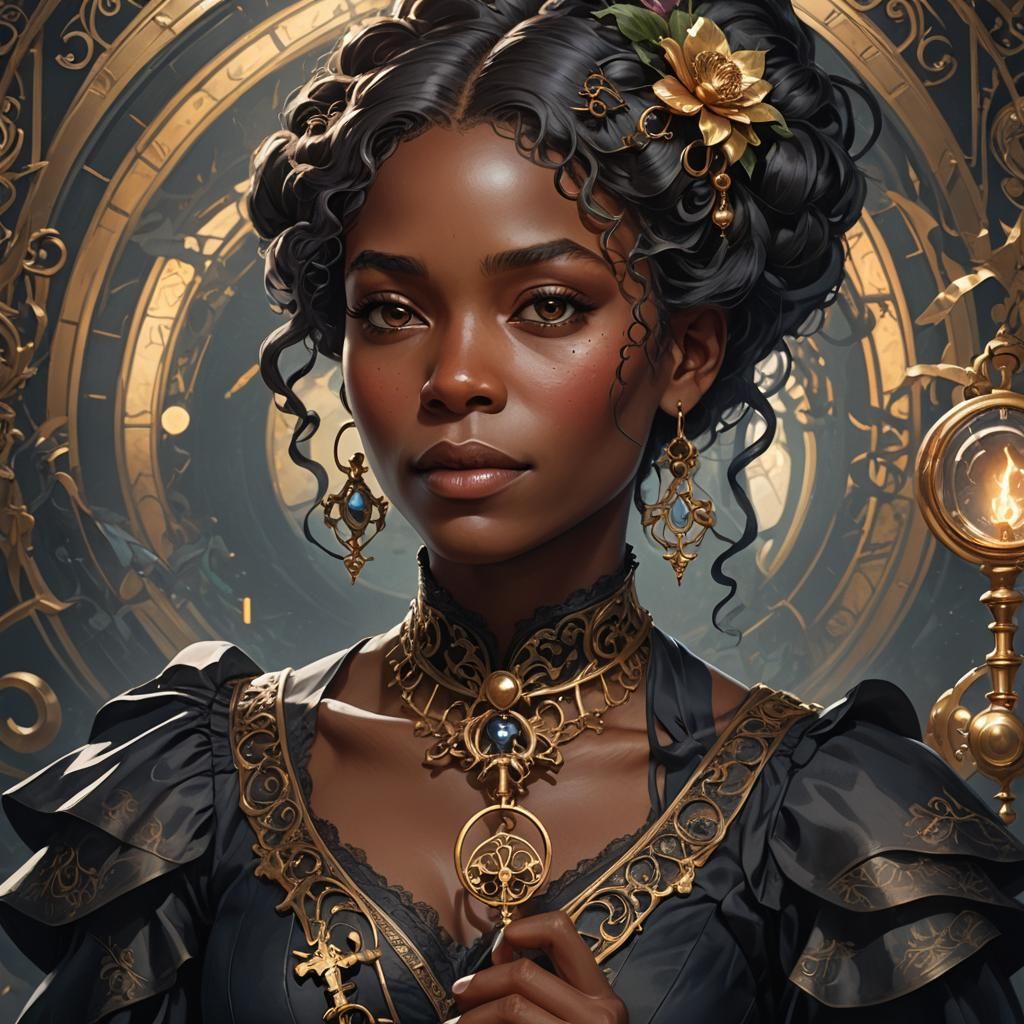 Victorian Lady Portrait with Magic Key