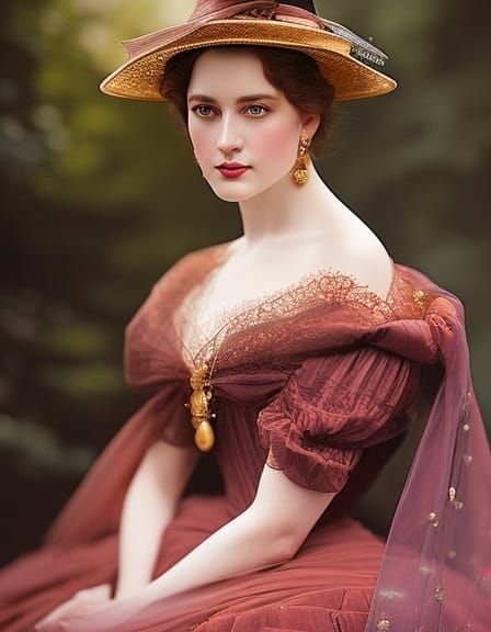 Victorian Beauty Portrait in Detailed Oil Painting Style