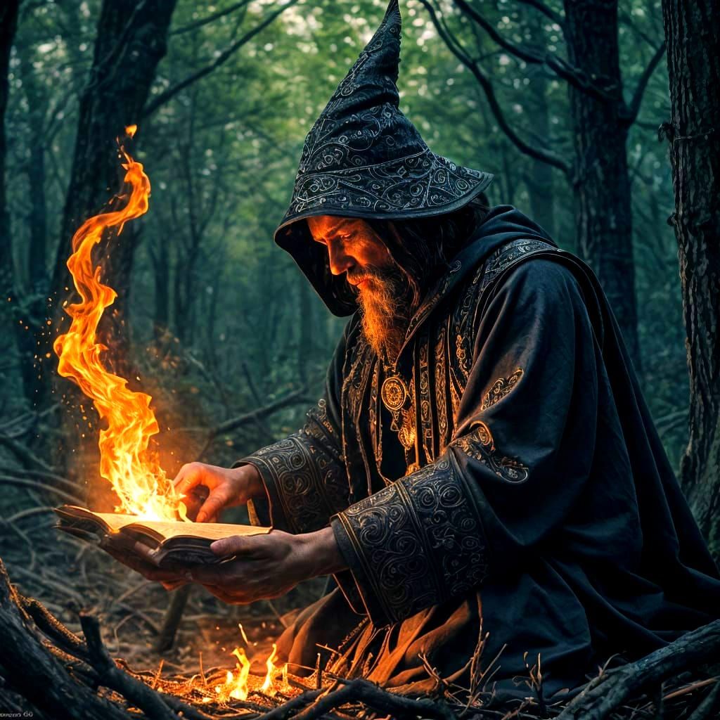 Dark Fantasy Wizard Weaving Cosmic Magic