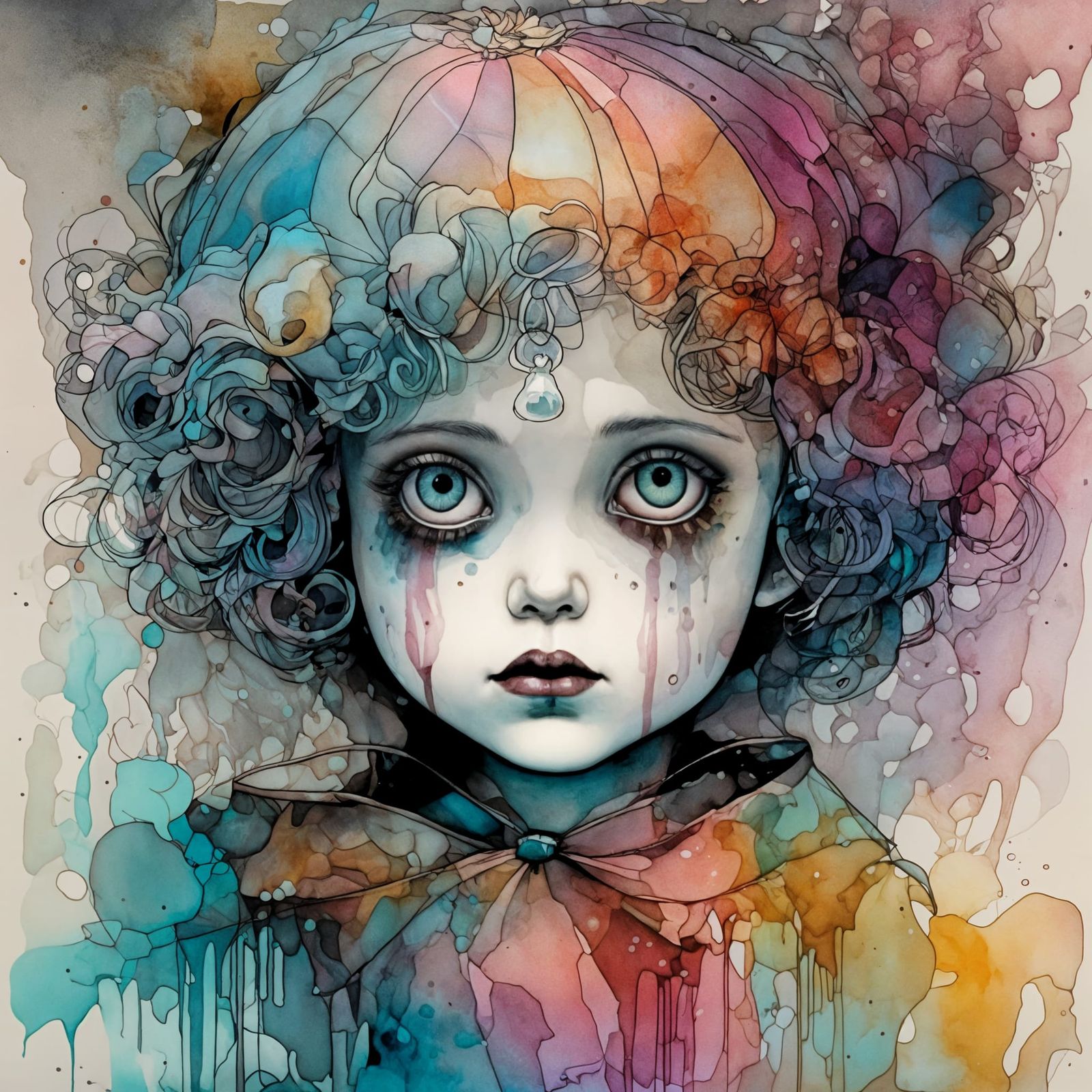 Gothic Porcelain Doll Concept Art in Clashing Colors