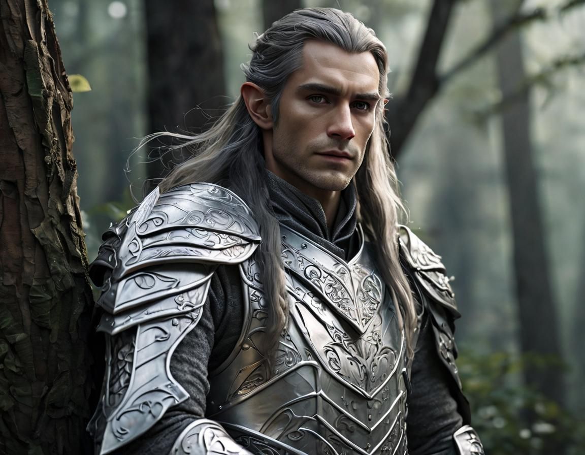 Wise Silver-Haired Elf in Elegant Armor