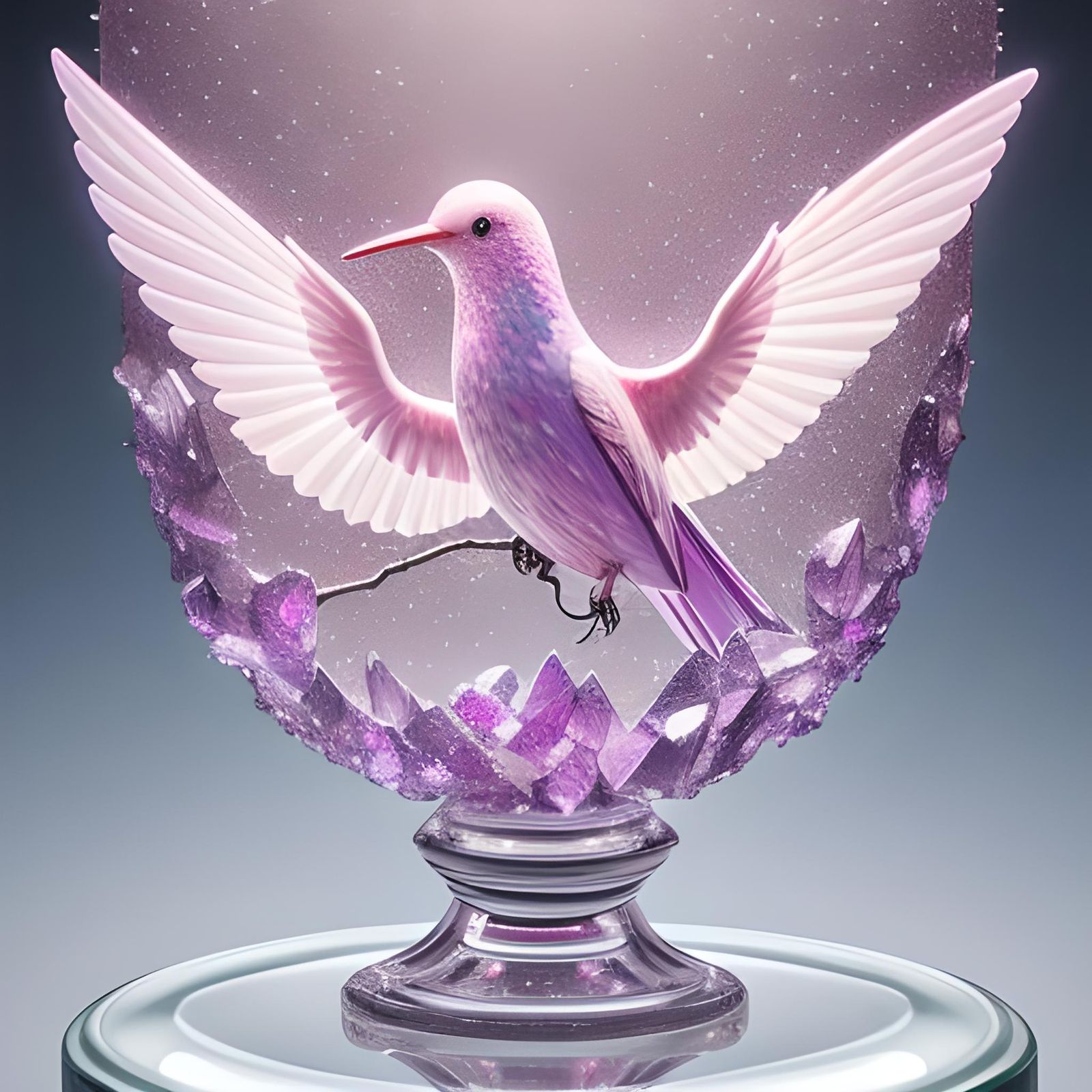 Enameled Crystal Hummingbird Figurine in Glass