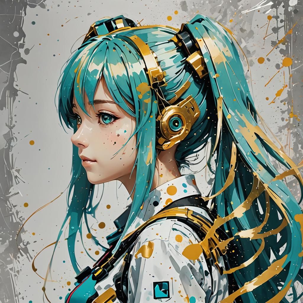 Hatsune Miku Profile in Expressive Splash Art