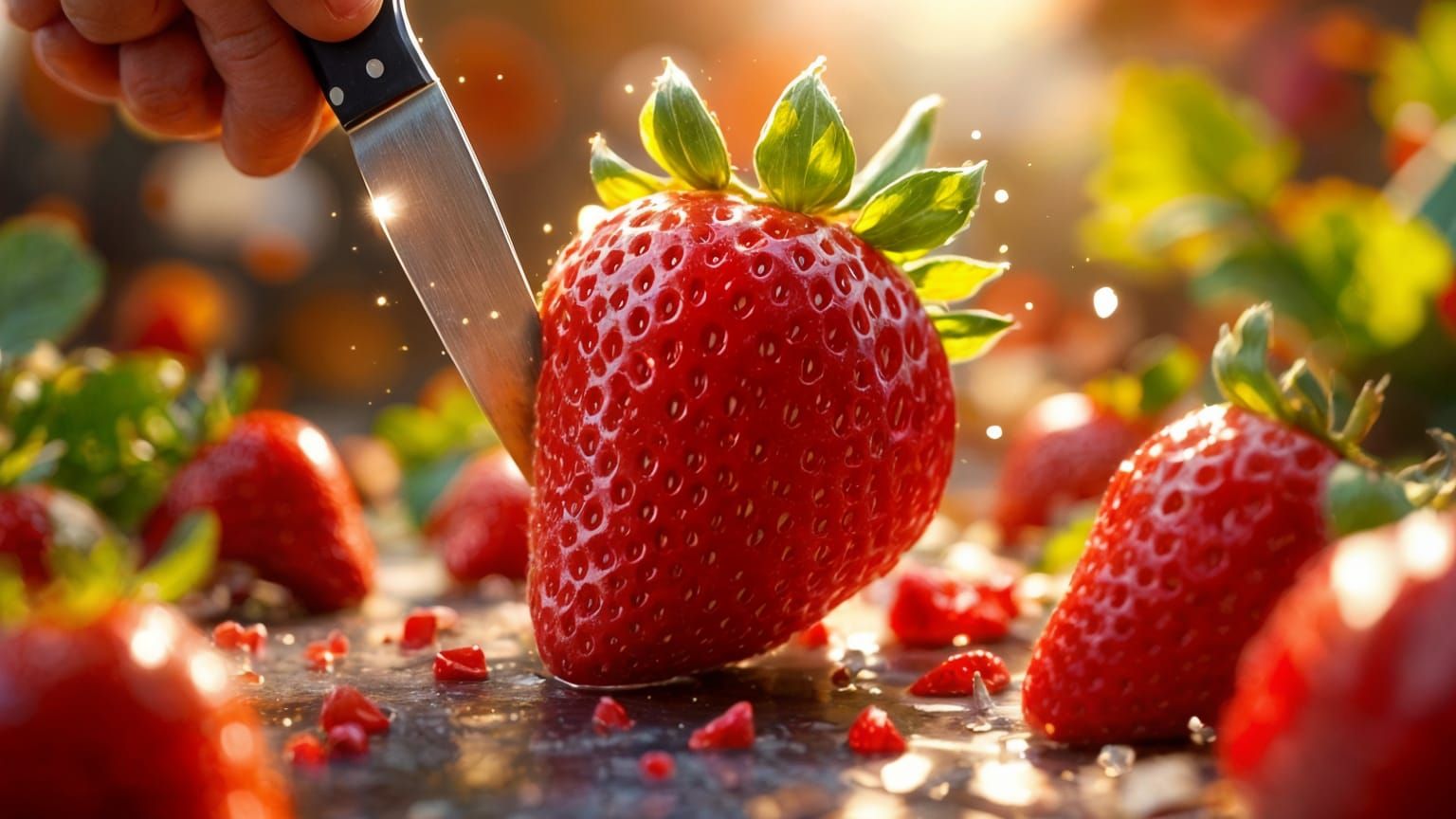 Dramatic Strawberry Slice: Vibrant 3D Anime Art