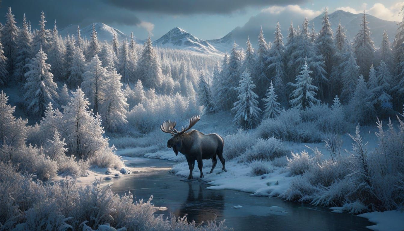 Majestic Bull Moose in Northern Wilderness
