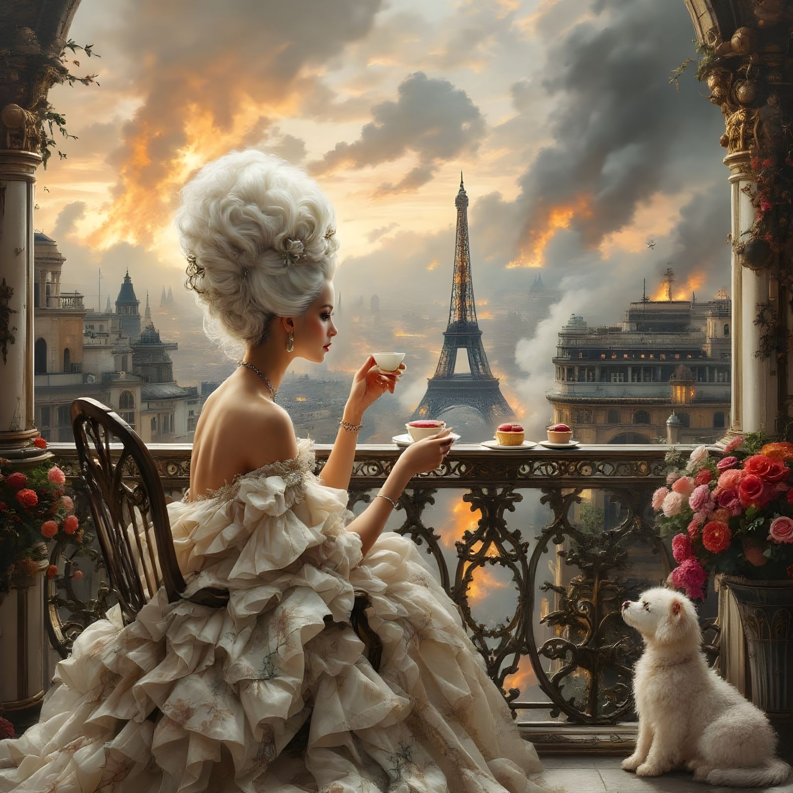 Rococo Marie Antoinette in Futuristic Paris
