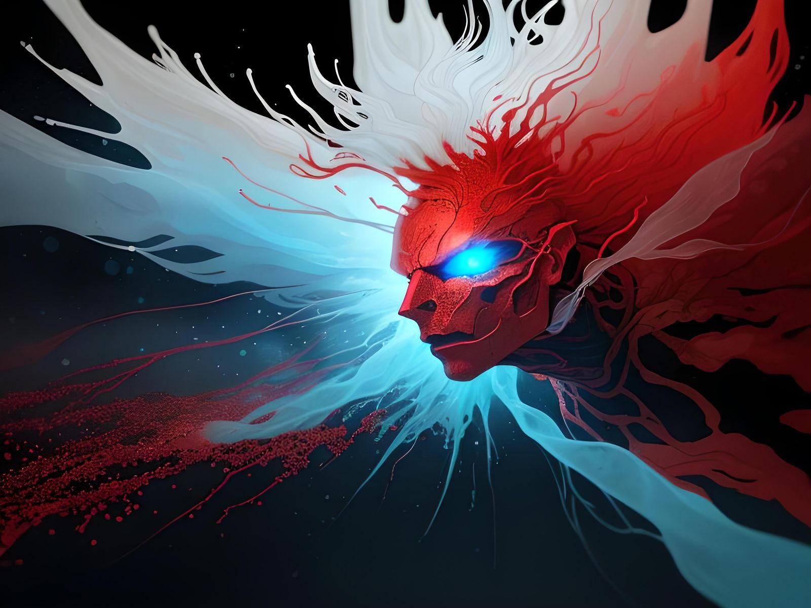 Bioluminescent Ecosystem with Celestial Spirit Guide