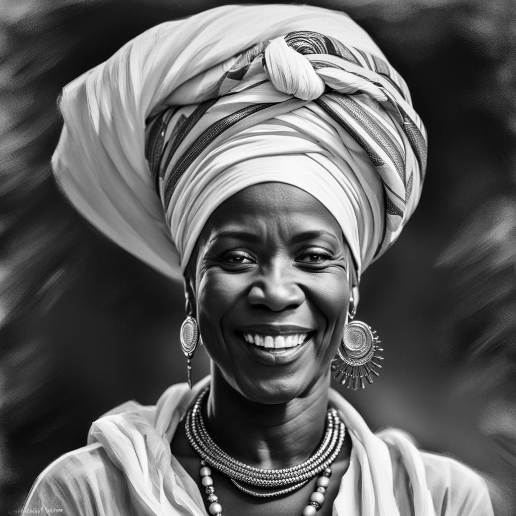 Portrait of an African Woman with White Markings
