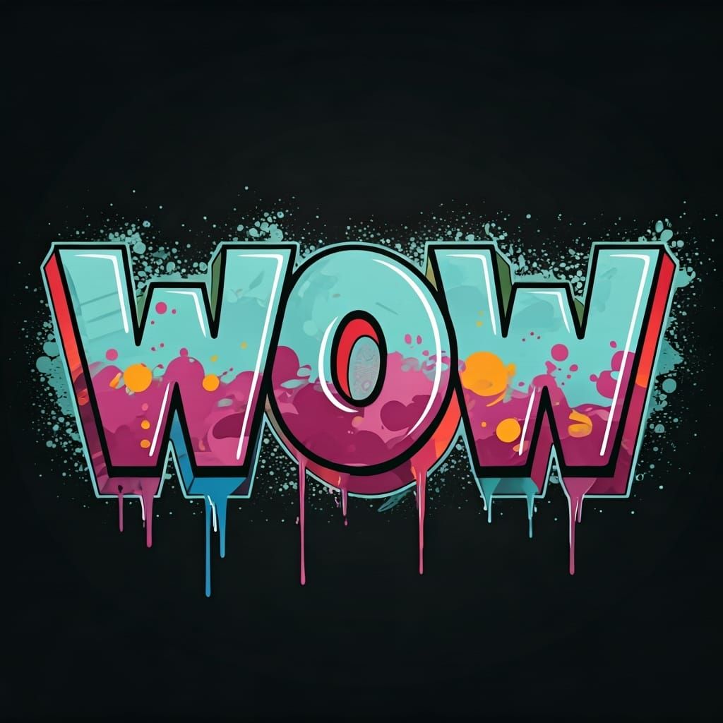 Colorful Graffiti Art: The Word WOW