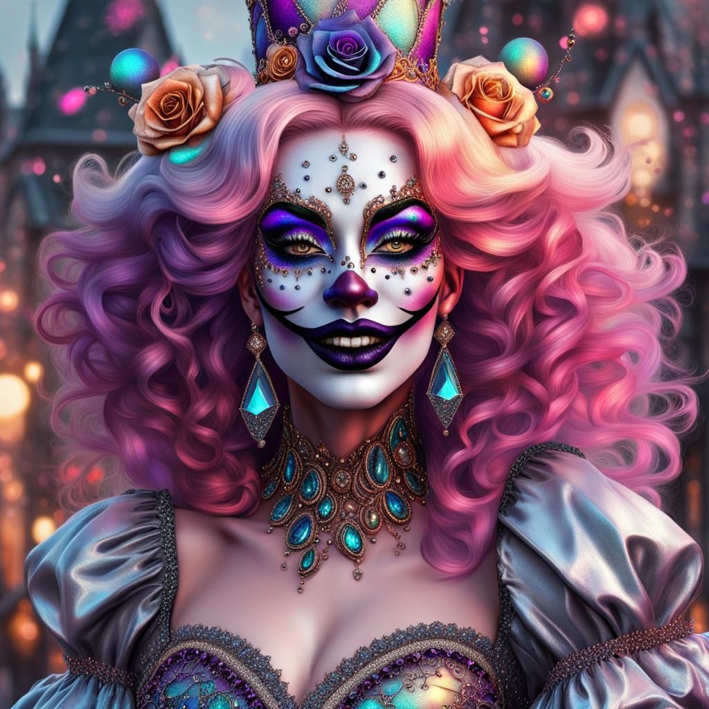 Goth Clown Witch in Graffiti Art Style