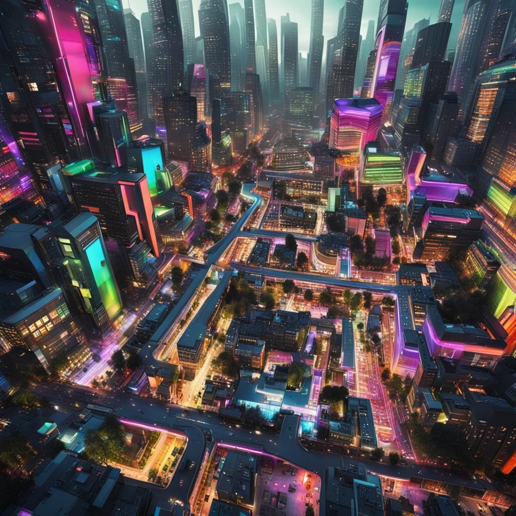 Cyberpunk Utopia: A Fusion of Tech and Color