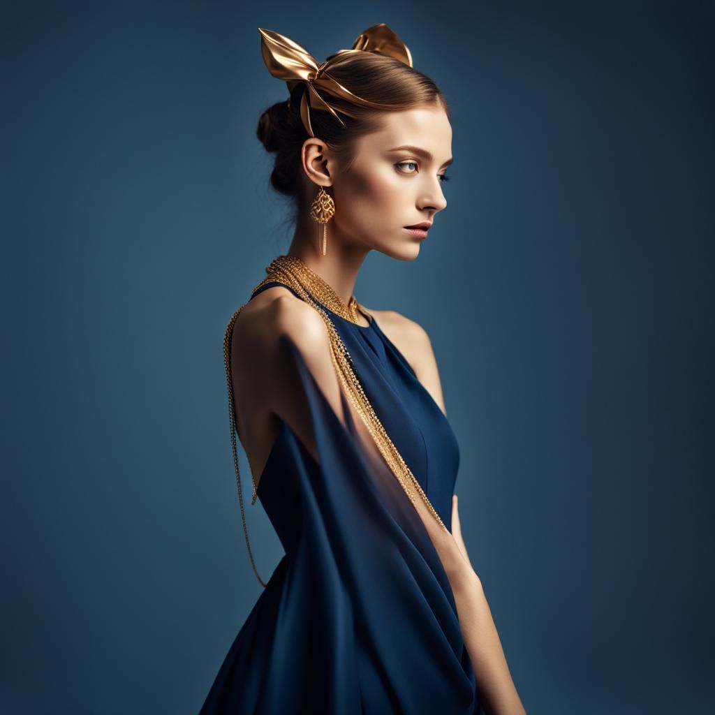 Elegant Woman in Photo Studio: High-Fashion Photography