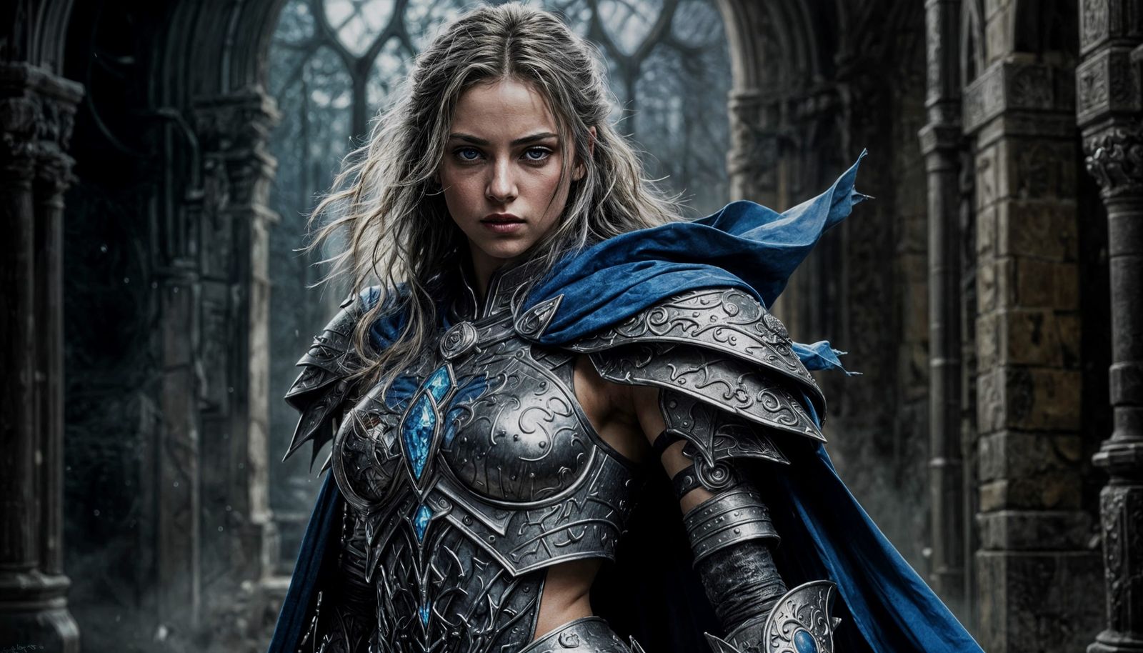 Stained Glass Armored Warrior in Hyperrealistic Style