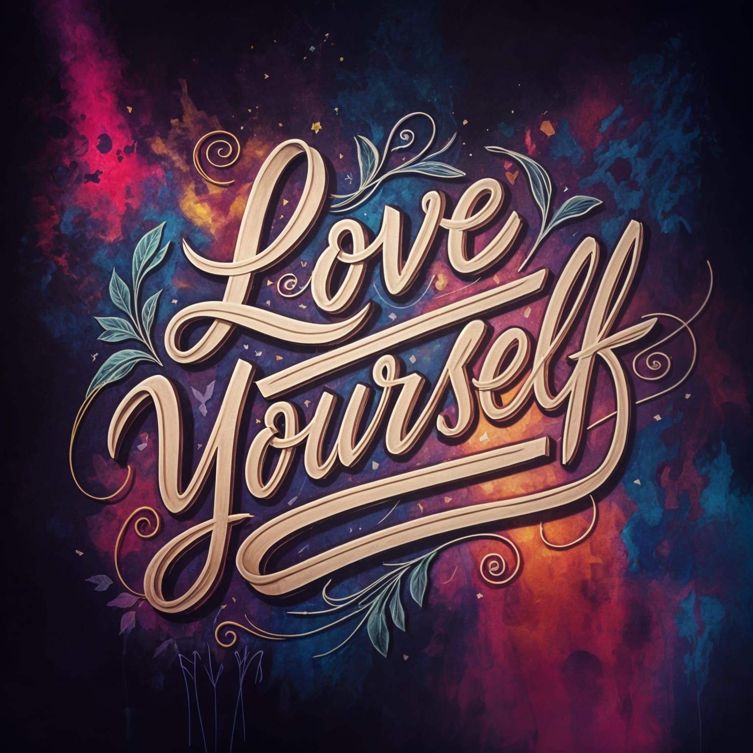 Elaborate Calligraphy of 'Love Yourself'