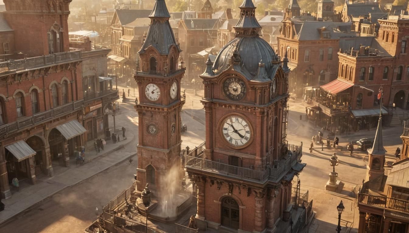 Gothic Clock Tower Showpiece in Victorian-Style 19th-Century...