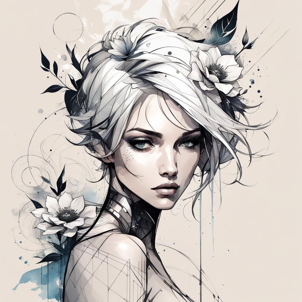 Fantasy Nude with Flowers: Technical Concept Art