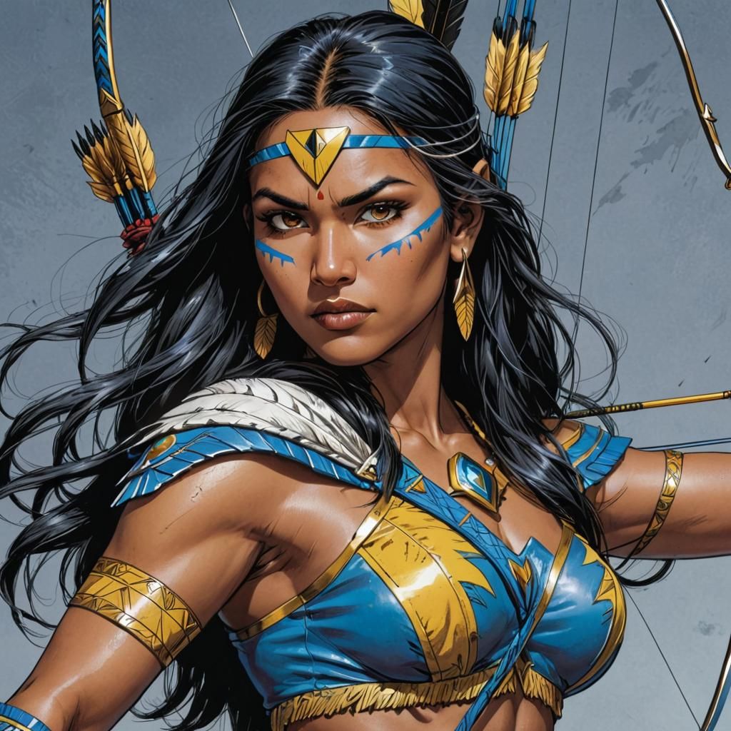 Cheyenne Woman with Energy Bow Comic Art