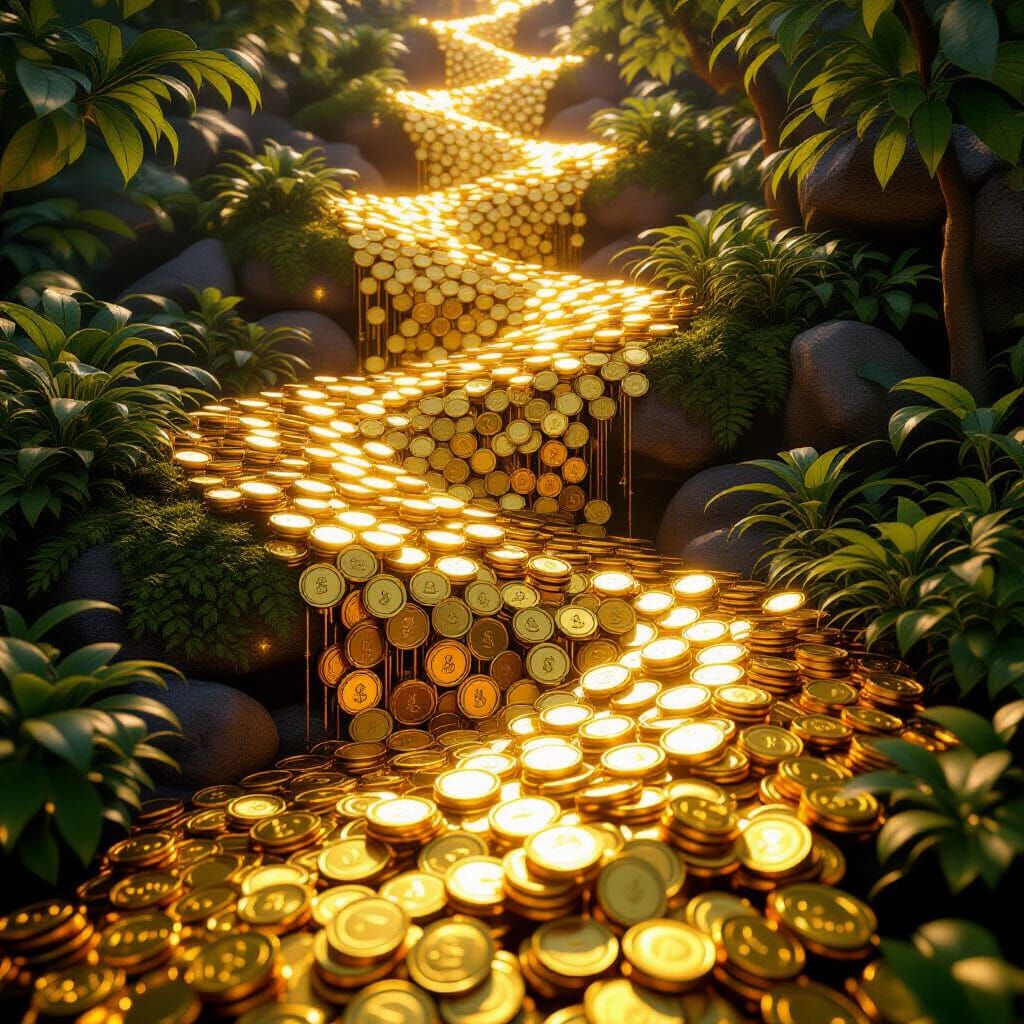 Golden Coins Cascade in Epic 3D Cinematic Style