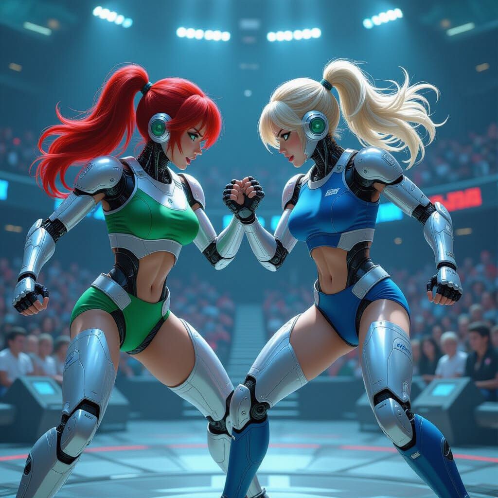 Robots Clash in Futuristic Arena: Fantasy Concept Art