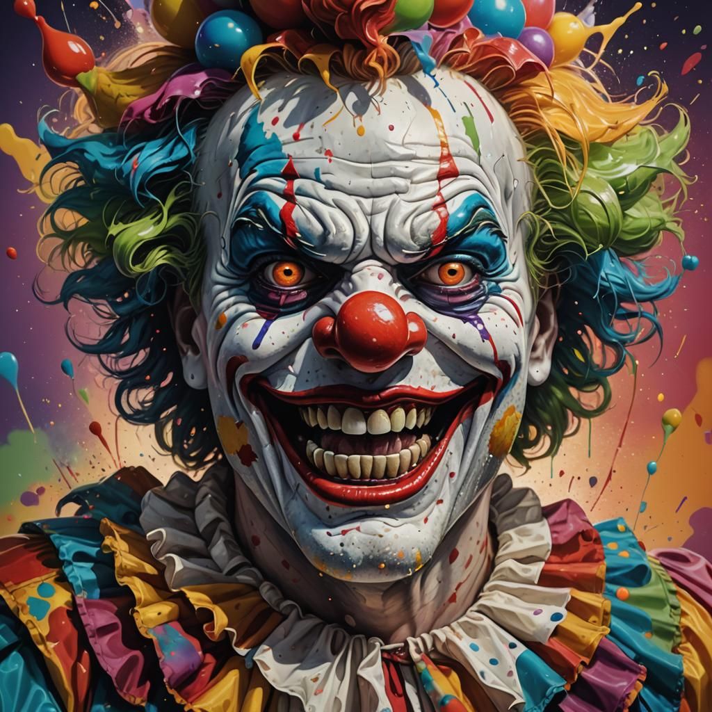 Hyperrealistic Trippy Clown Concept Art