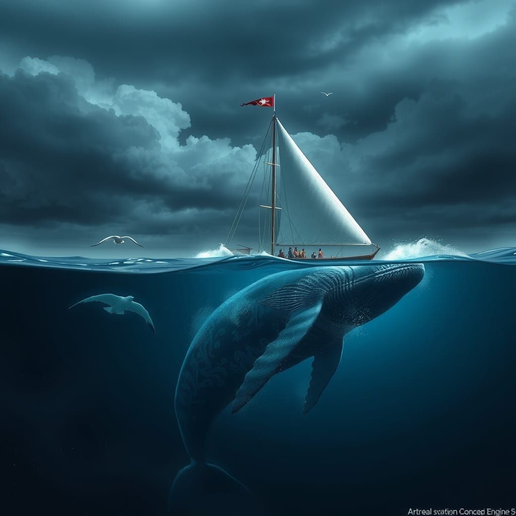 Surreal Sailing Boat Transformed on Stormy Seas