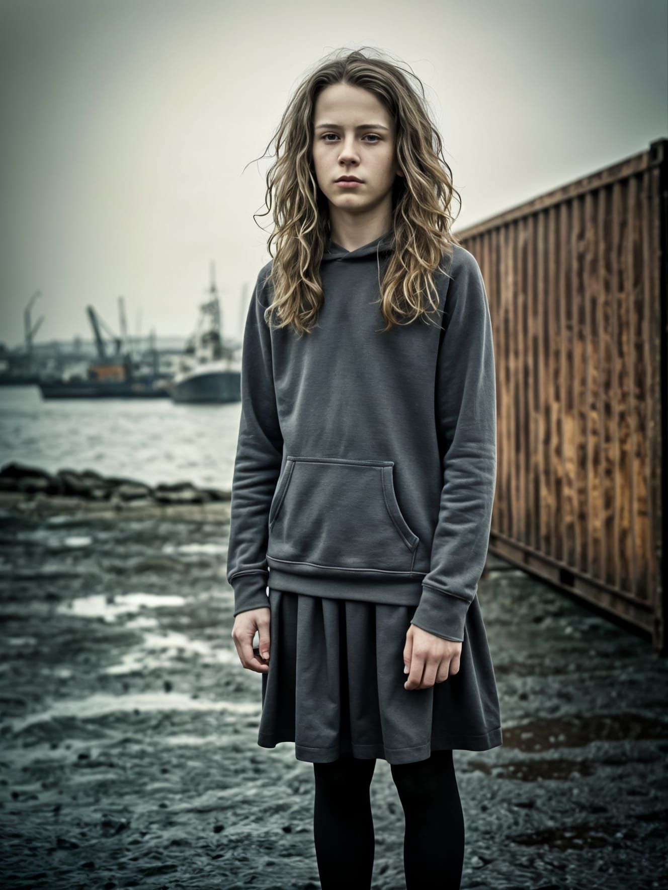 Mysterious Boy in Film Noir Harbour