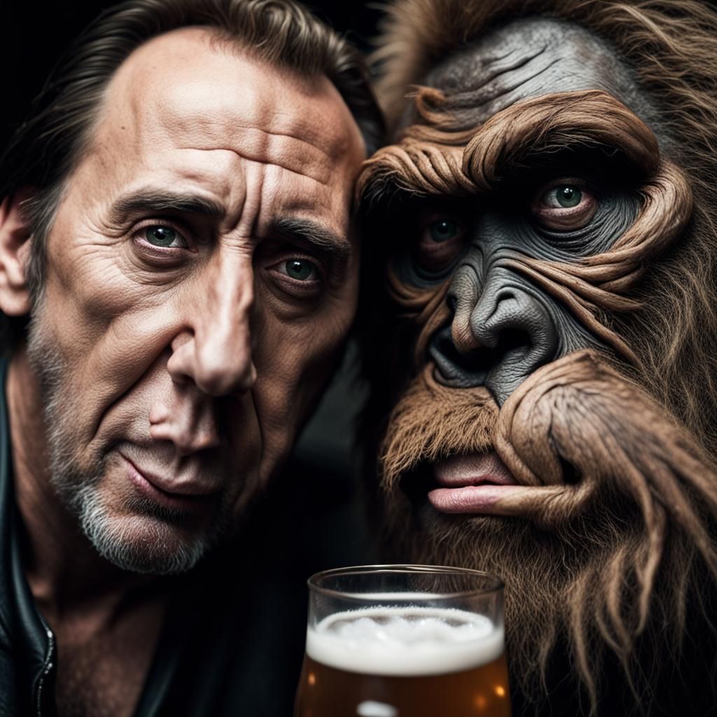 Nicholas Cage and Bigfoot Share a Beer