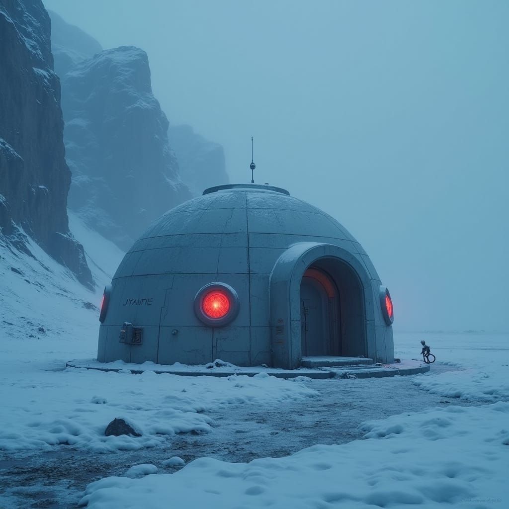 Sci-Fi Dome in Icy Tundra: Concept Illustration