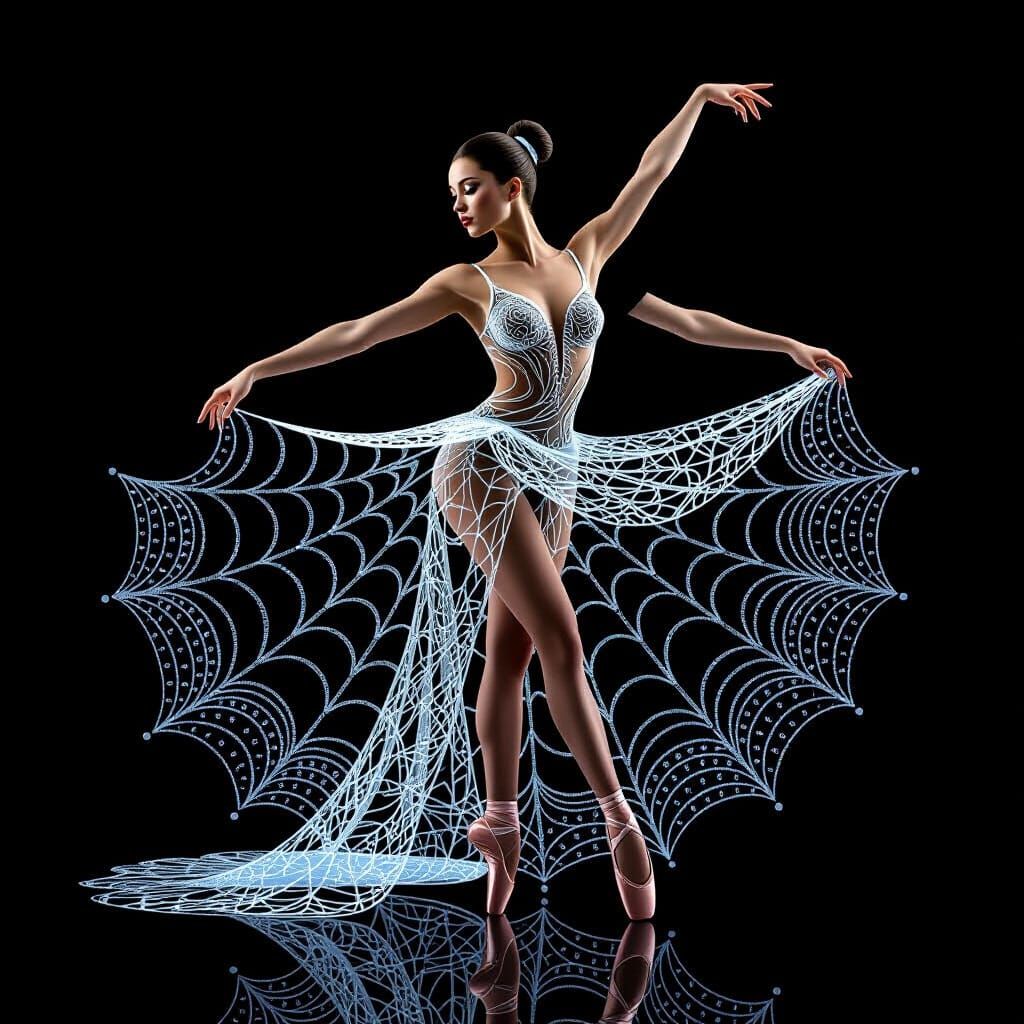 Ballerina in Shimmering Spiderweb Dress