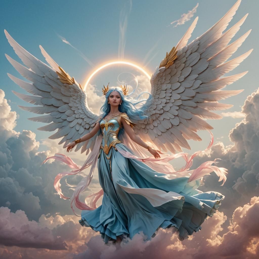 Celestial Elf Goddess with Angel Wings