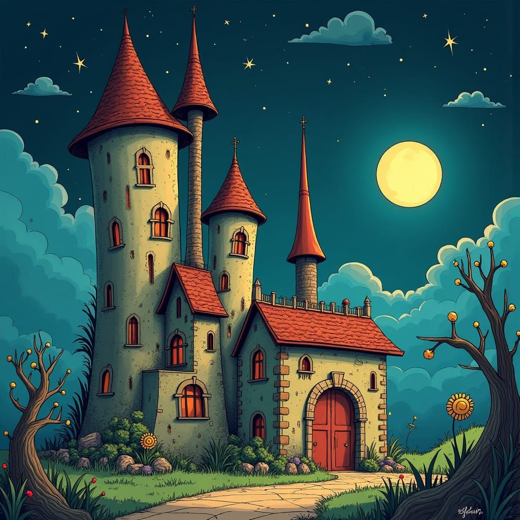 Factory Facade in Tim Burton Style