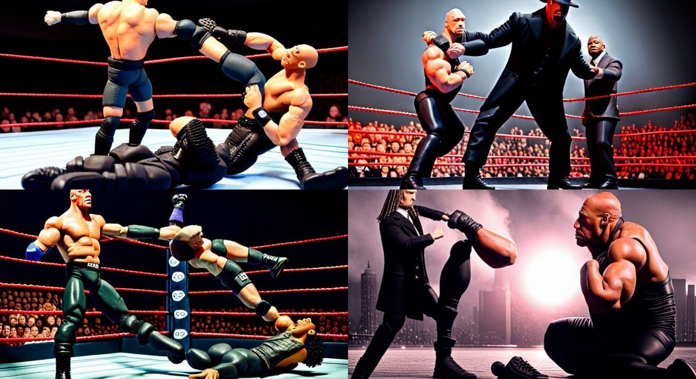 The Undertaker vs The Rock in Claymation Style