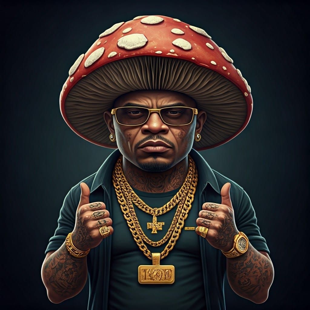 Realistic Anthropomorphic Gangster Rapper Giving Thumbs Up i...