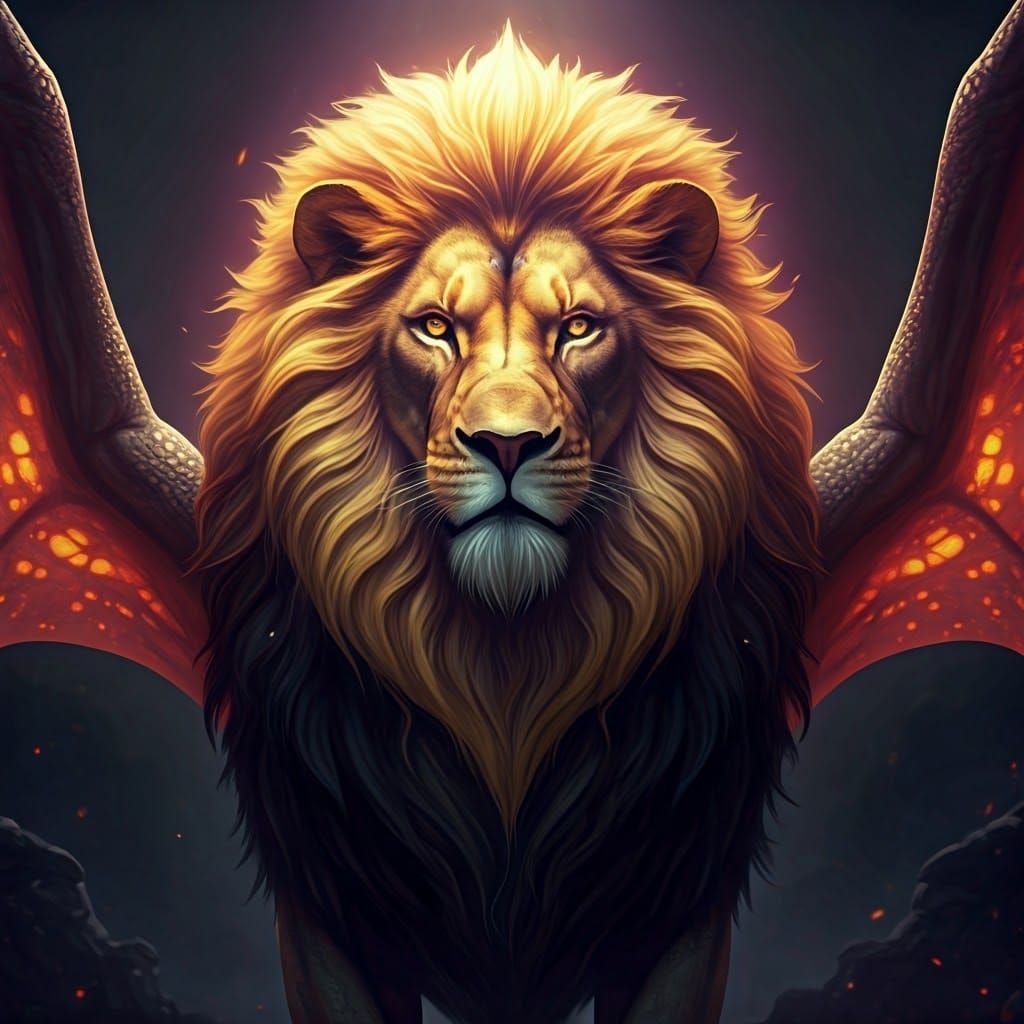 Majestic Dralion in Dark Fantasy Style