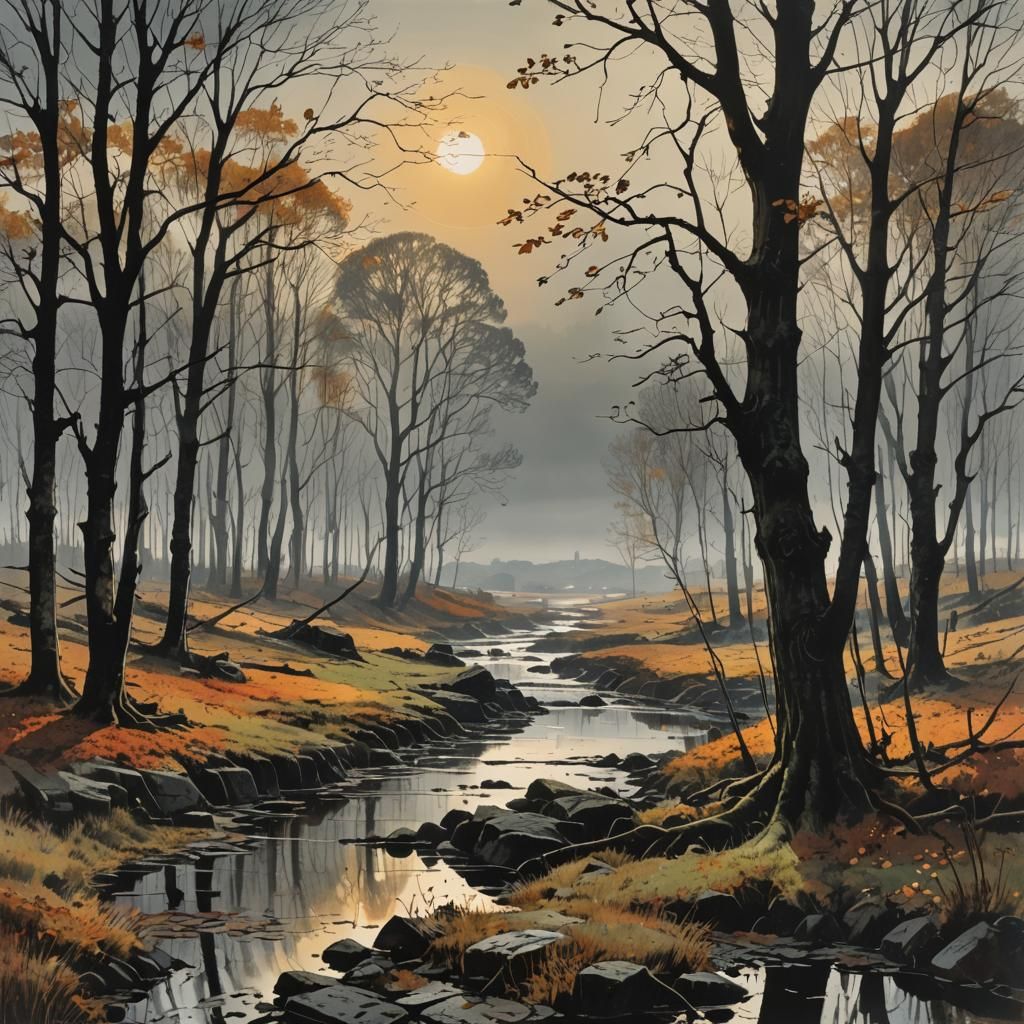 Autumn Landscape Shines in Evening Light