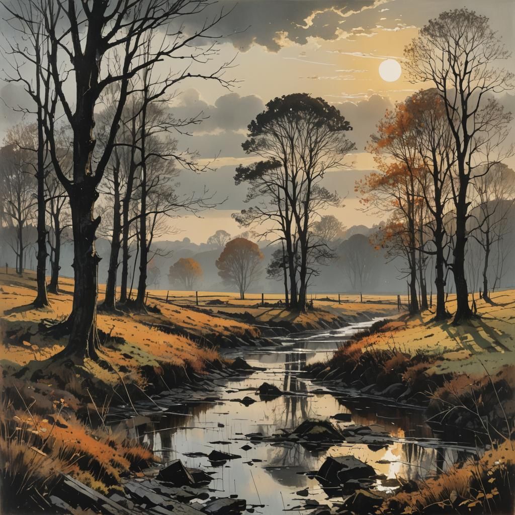 Autumn Landscape After Rain: Classic Painting Style