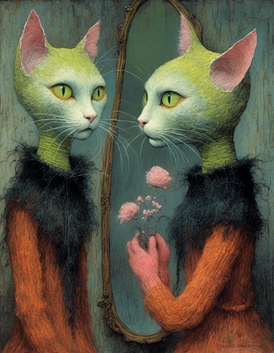 Stepping out of the mirror and welcoming a friend.