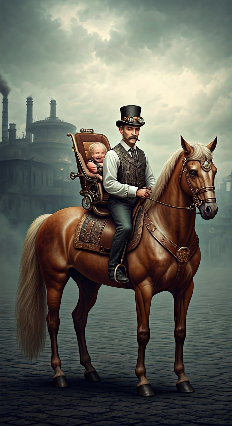 Steampunk Centaur Gives Toddler a Ride