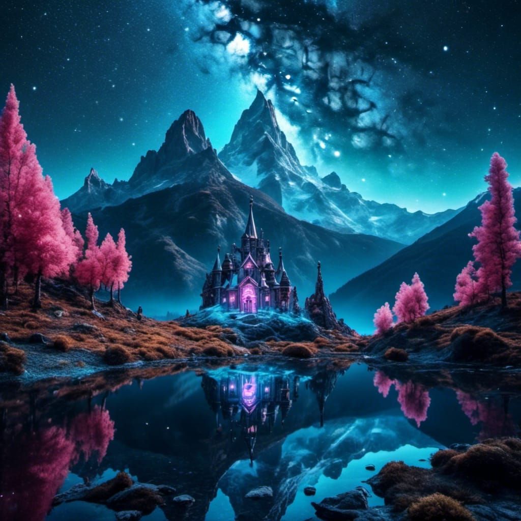 Celestial Realm with Ethereal Palaces and Mythical Creatures