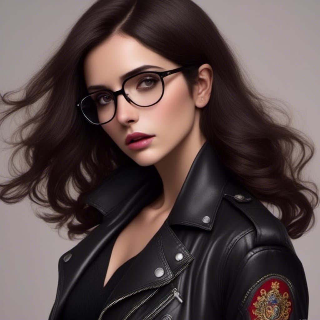 Andie Banks in Versace Leather Jacket