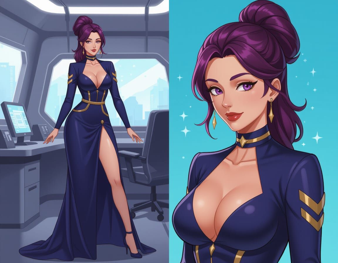 Elegant Sci-Fi Archivist in Anime Style