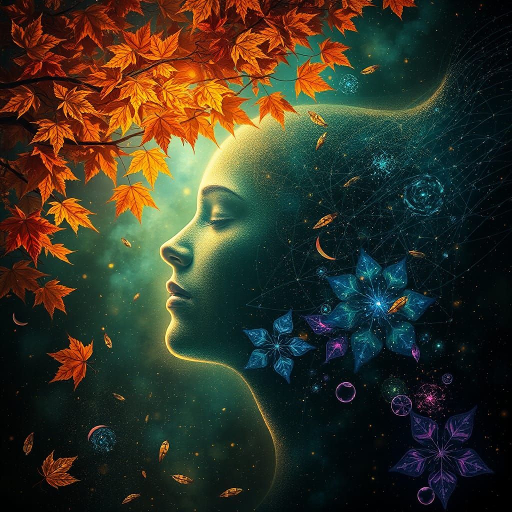 Psychedelic Autumn Landscape in Mixed Media