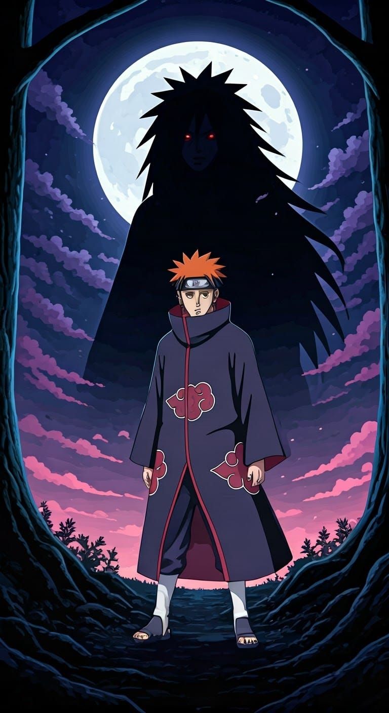 Pain in Moonlit Forest, Anime-Inspired Art